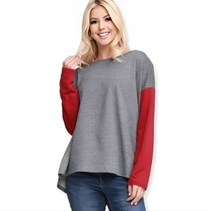 French Terry Contrast Long Sleeve Top.